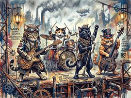 Steampunk Katzen-Rockband von Jutta Maria Pusl