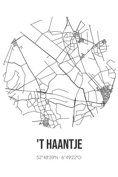 't Haantje (Drenthe) | Map | Black and White by Prints of Place