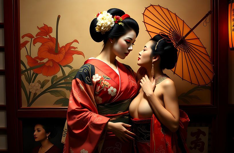 Japanese art Geisha love by Egon Zitter