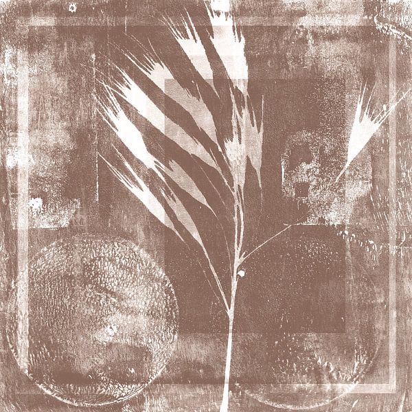 Grass and abstract shapes in taupe. by Dina Dankers