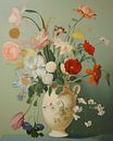 Vaas met bloemen in pastelkleuren van Carla Van Iersel thumbnail