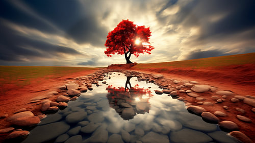 Surrealistisch herfstlandschap