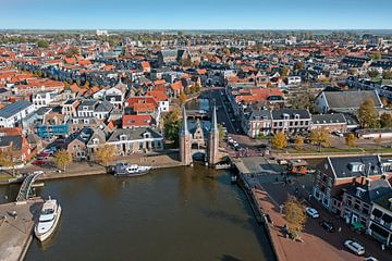 Luchtfoto van het stadje Sneek met de Watertoren in Friesland Nederland van Eye on You
