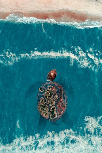 Bildmanipulation der Schildkröte mit Insel - Inspiration aus der balinesischen Mythologie