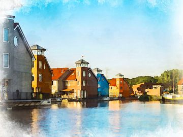 Blick auf  farbenfrohe Häuser  in Groningen. von Danny de Klerk