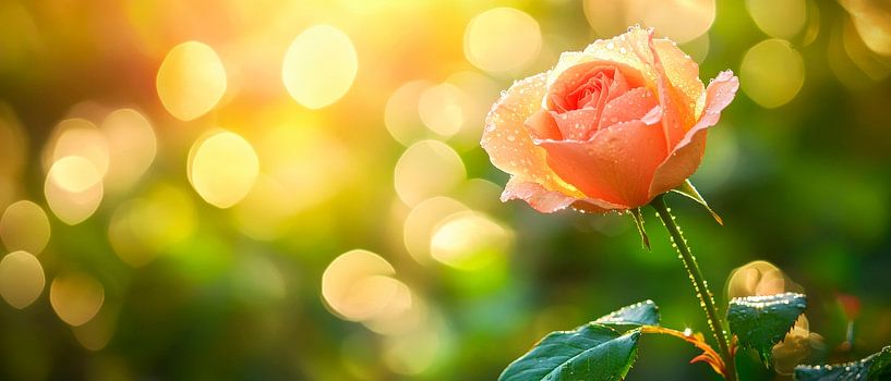 Delicate rozenbloesems in het zonlicht van Poster Art Shop