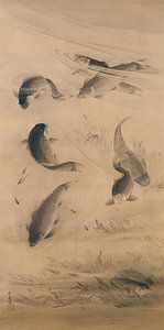Kawanabe Kyōsai - Schwimmende Karpfen
