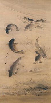 Kawanabe Kyōsai - Zwemmende karper van Peter Balan