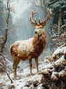 Herten in het winterse bos van Max Steinwald thumbnail