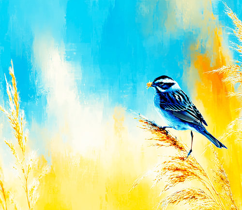 Reed Bunting in Golden Light