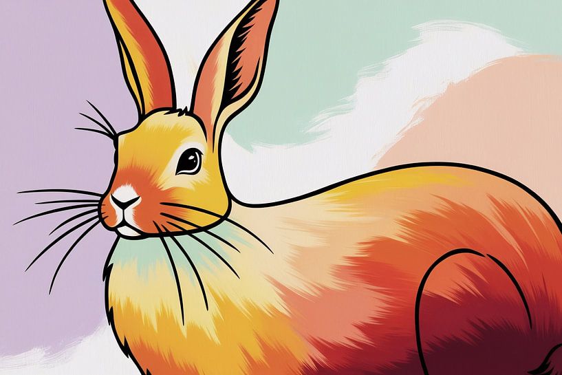 Colourful rabbit modern design by Art & Soul Creations