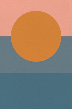 Zon, maan, oceaan. Ikigai. Abstracte minimalistische Zen kunst VIII van Dina Dankers