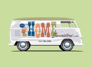 Vintage bus Home reclame lettering van Ruben Ooms