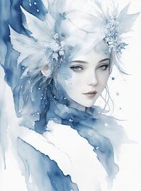 Fantasy elf in grey-blue pastel shades by Brian Morgan