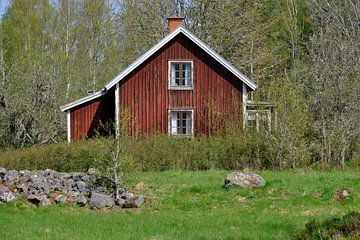 Rood huis in zweden van Geertjan Plooijer