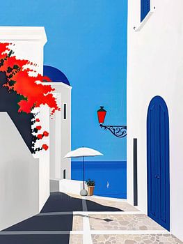 Saffierblauw - Een steegje in Santorini