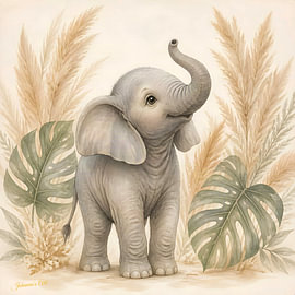 Boho Botanical Nursery Collection - Baby Elephant