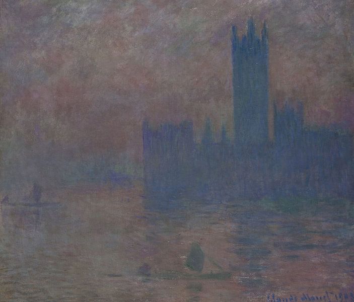 Huizen van het Parlement, Sunlight Effect (Le Parlement, effet de soleil), Claude Monet van The Masters