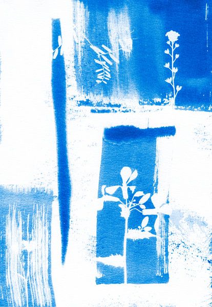 Blue Abstract Flowers by Lies Praet