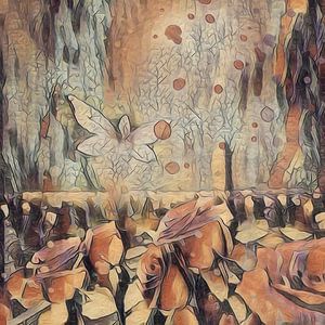 Fantasy eleven - Abstraktes Werk - Sechser-Serie in Rostbraun und Beige