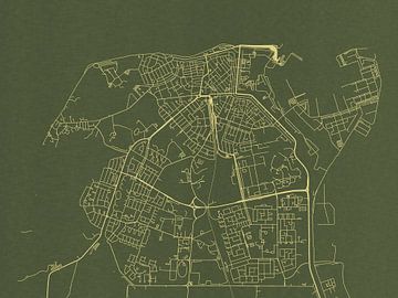 Carte de Den Helder en or vert sur Map Art Studio
