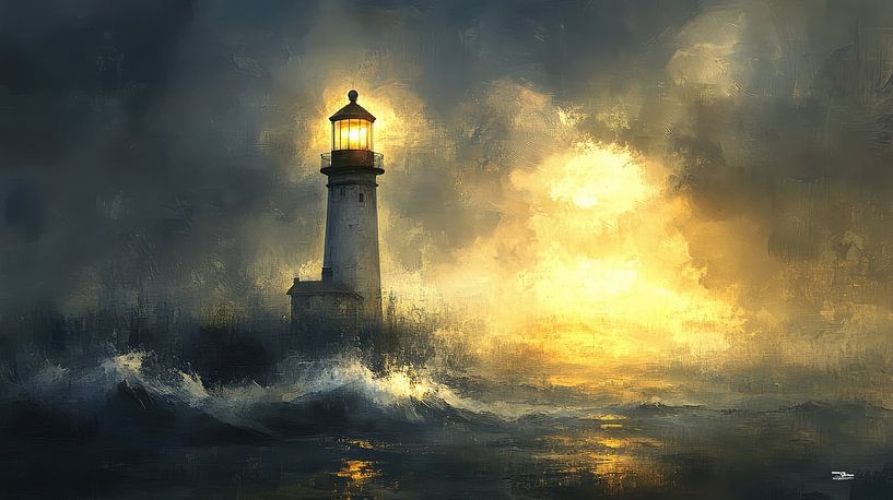 Leuchtturm im Meer von Gelissen Artworks