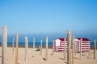 Twee rode strandhuisjes van Evelien Oerlemans thumbnail