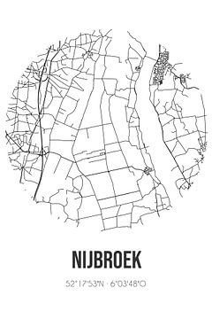 Nijbroek (Gelderland) | Landkaart | Zwart-wit van MijnStadsPoster