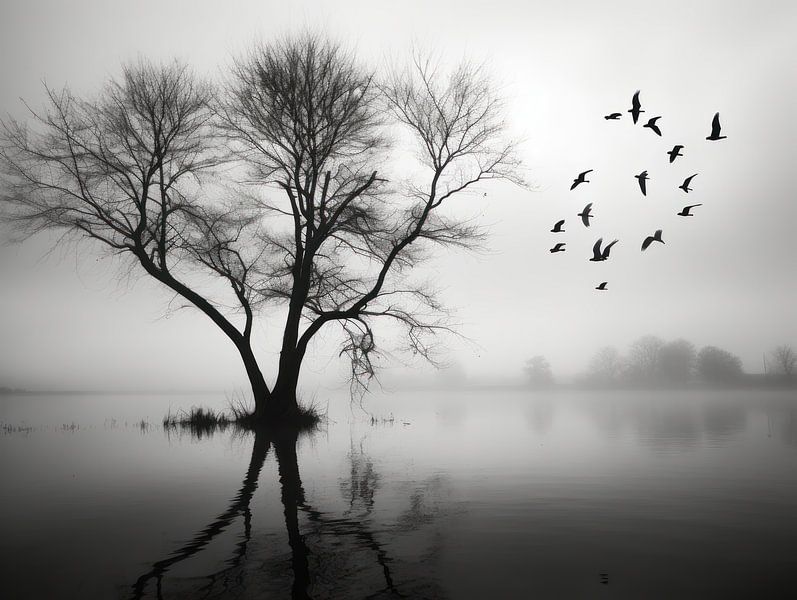 Black and white tree birds by Ellen Reografie