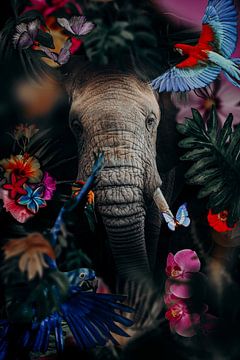 olifant in de schemerige jungle