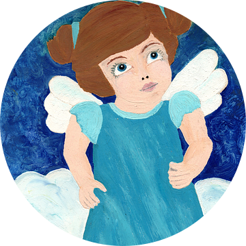 Engel in blauwe jurk van Sandra Steinke