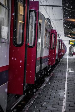 Sneeuw bij de spoorwegen