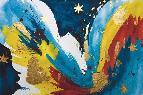 Kleurrijk abstract met gouden accenten