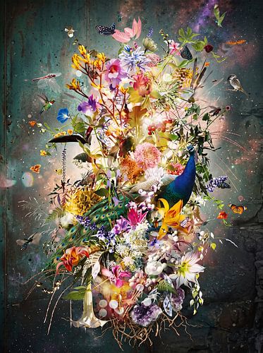 Bloemen boeket met dieren