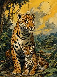 Wild Jaguar – „ & “ – Dschungelkunst mit Jungtieren von Dodik Hariyono