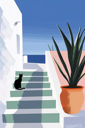 Kattenscène aan de kust