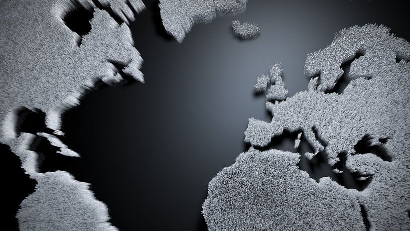 Abstracte wereldkaart met 3D-structuren van Jonas Weinitschke