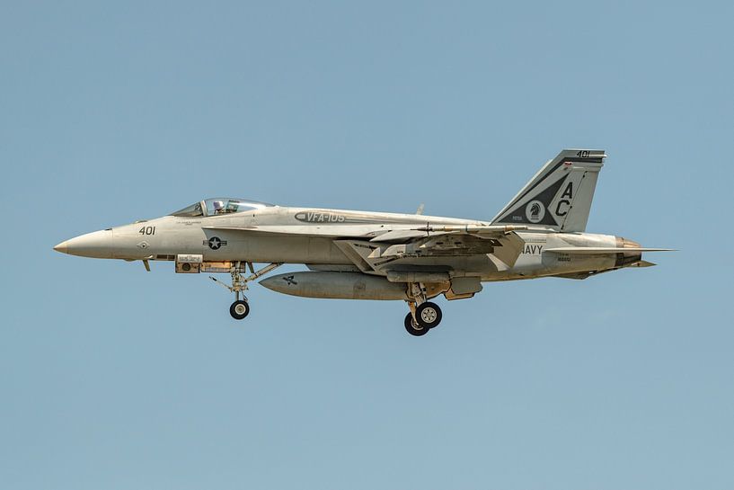 A Boeing F/A-18E Super Hornet from VFA-105 "Gunslingers" photographed in landing a by Jaap van den Berg