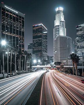 Los Angeles bij nacht van fernlichtsicht