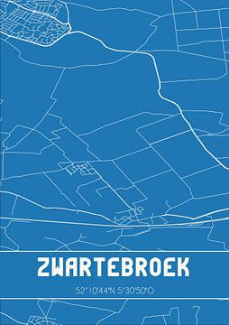 Blauwdruk | Landkaart | Zwartebroek (Gelderland) van MijnStadsPoster