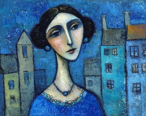 Texel Woman Painting | Blue Woman