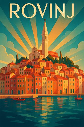 Rovinj Kust Charme Art Deco Poster