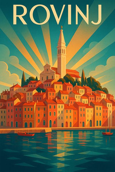 Rovinj Charme côtier Art déco Poster par Travel Shop