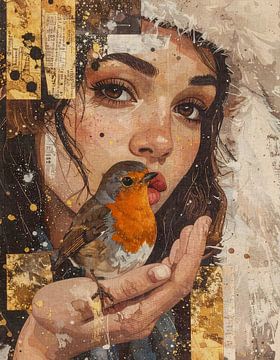 Femelle rouge-gorge aux yeux bruns