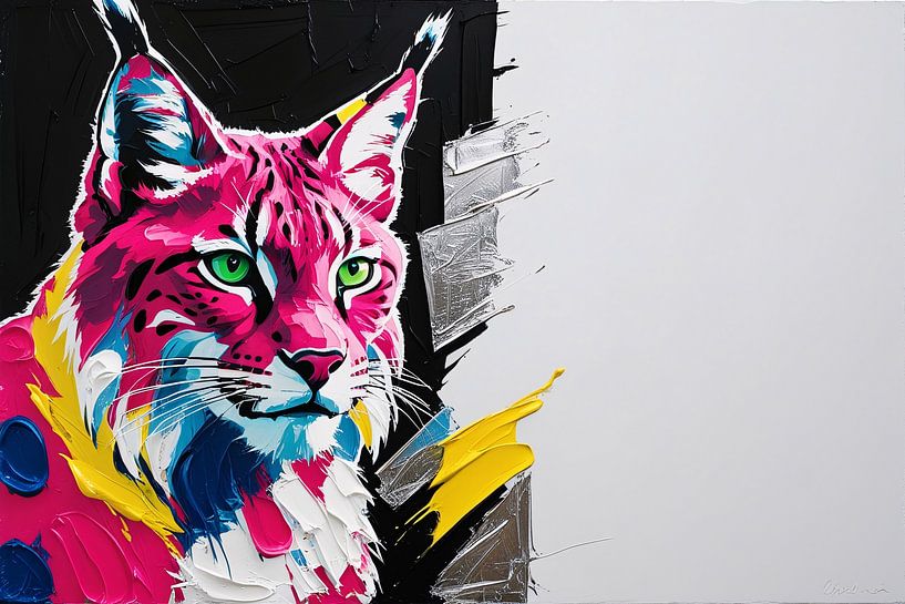 Kleurvolle abstracte lynx schilderij van Art & Soul Creations