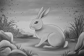 Rabbit near rocks and grass by Imperial Art House