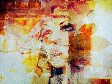 Red lips and autumn leaves by Gabi Hampe