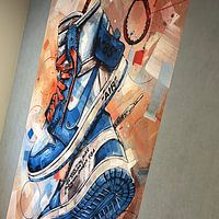 Klantfoto: Nike air Jordan 1 Chicago Off White schilderij (blauw) van Jos Hoppenbrouwers, als behang