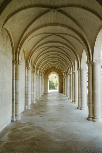 Stone arches in a quiet gallery