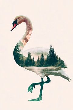 Swan in the forest by Poster Art Shop